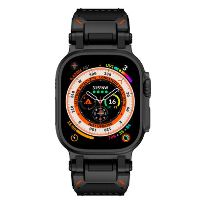 Leather Tactical Band for Apple Watch Ultra – 26mm Wide, Mecha-Style Connectors, Adventure-Ready