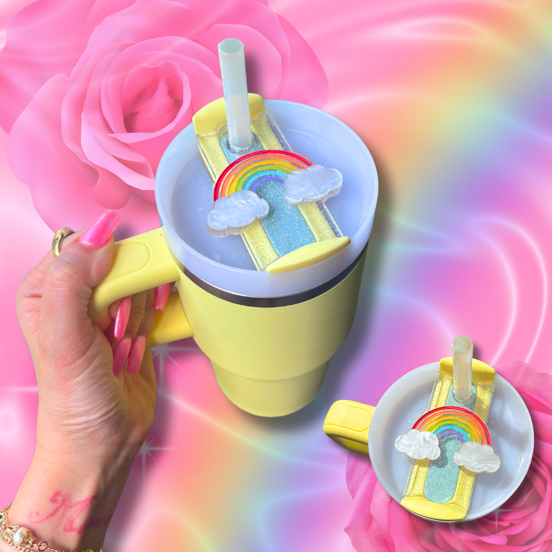 Bright Rainbow Stanley Tumbler H2.0 Cup Topper 40oz | 30oz | 20 oz | 14oz Tumbler Cup Accessories | Quencher Tumbler (Copy)