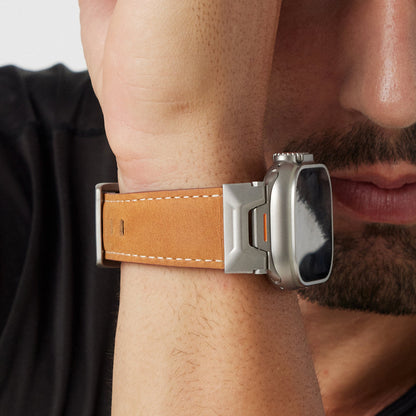 Mecha-Inspired Vintage Leather Band for Apple Watch