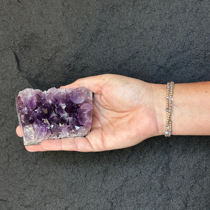 Flat amethyst, Unique raw crystal cluster