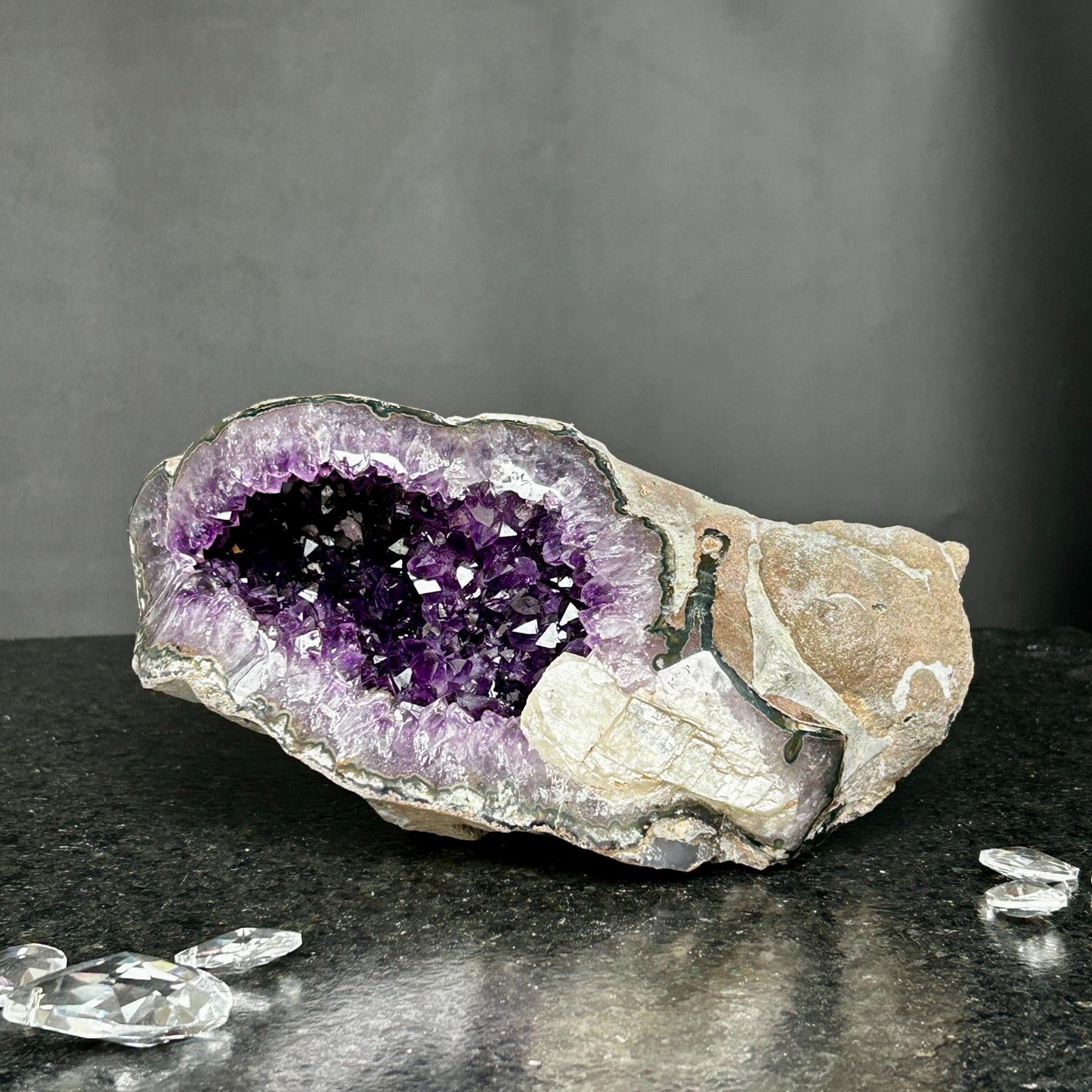 Amethyst and crystal, Semi precious rock