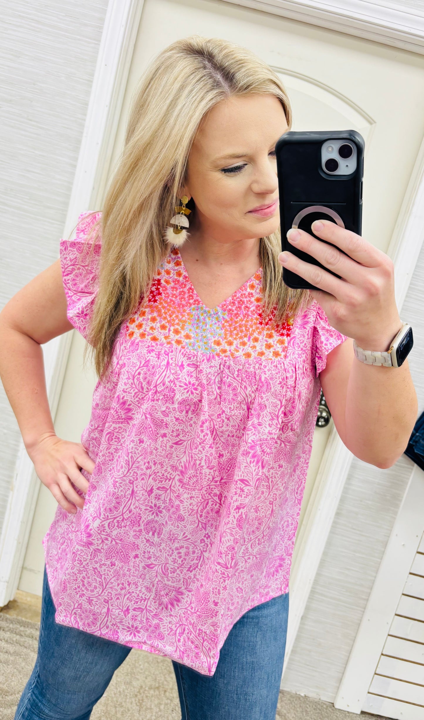 Pink Party Embroidery Blouse
