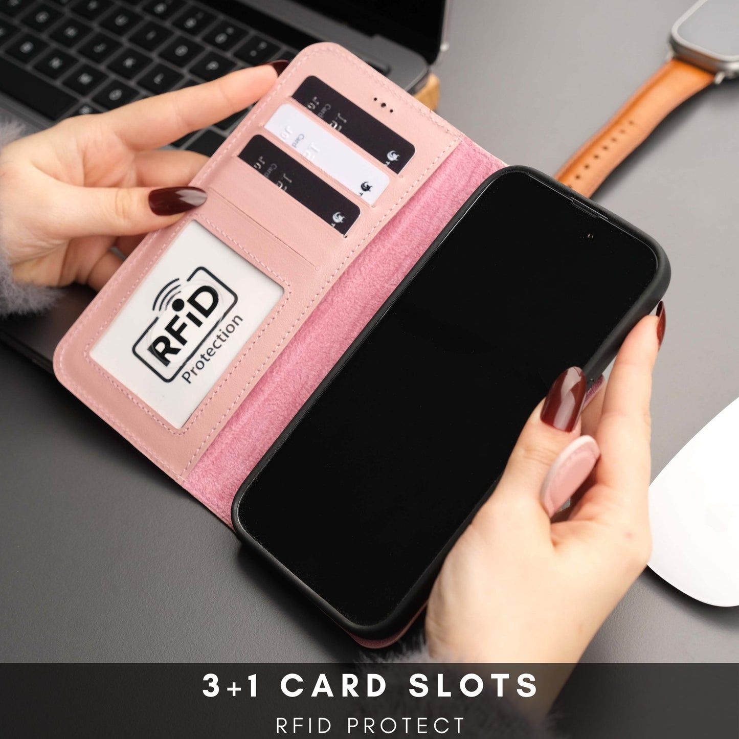 Casper Leather iPhone 15 Plus Wallet Case | Detachable MagSafe Compatible RFID Protection