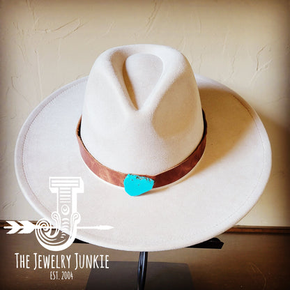 Boho Western Felt Hat w/ Choice of Leather Hat Band w/ Turquoise Slab-Bone 980i