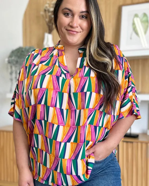 Geometric Bright Colors Blouse