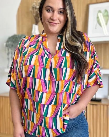 Geometric Bright Colors Blouse