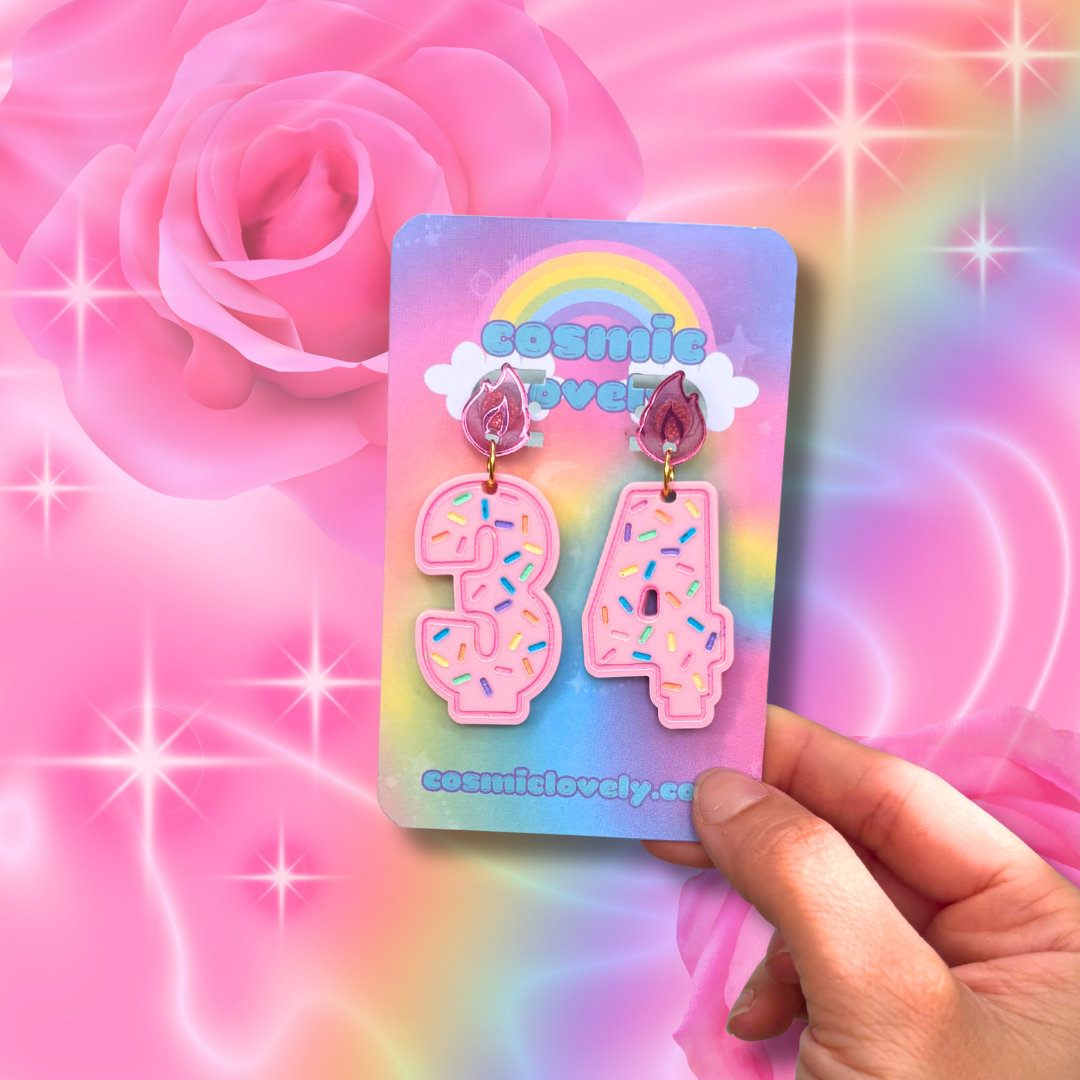 Pastel Pink Birthday Candle Earrings
