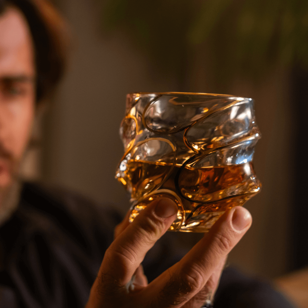 Gold Line Storm Japanese Crystal Whisky Glass