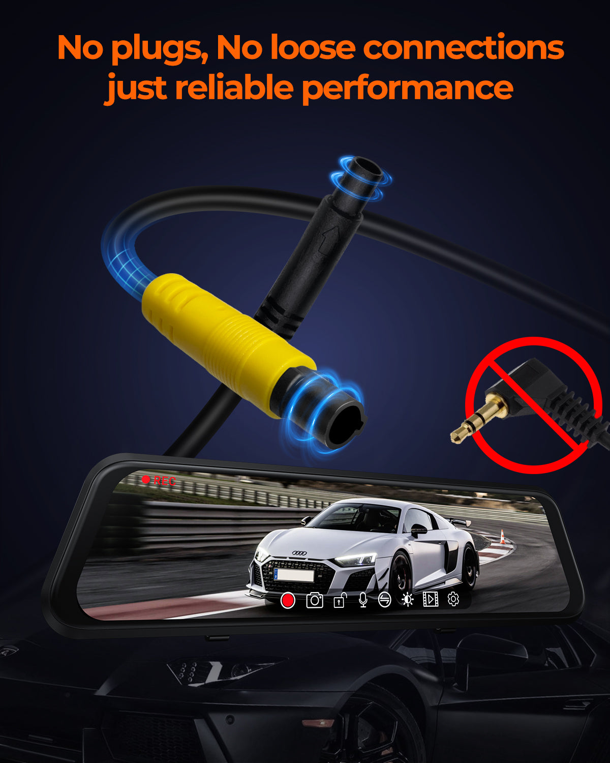 M4 3ch Mirror Dash Cam with 1080P 60fps Front+Rear+Bumper/Cabin Cameras, 12"IPS Touchscreen