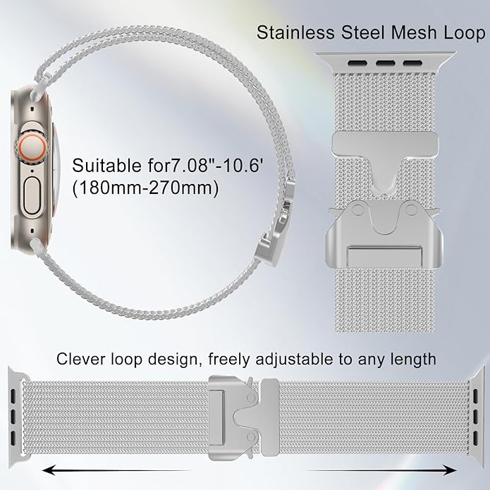 Magnetic Umbrella Buckle Milanese Stainless Steel Strap for Apple Watch