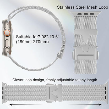 Magnetic Umbrella Buckle Milanese Stainless Steel Strap for Apple Watch