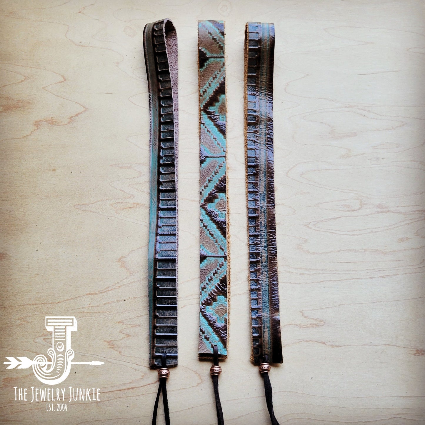 Turquoise Navajo Embossed Leather Hat Band Only 950b