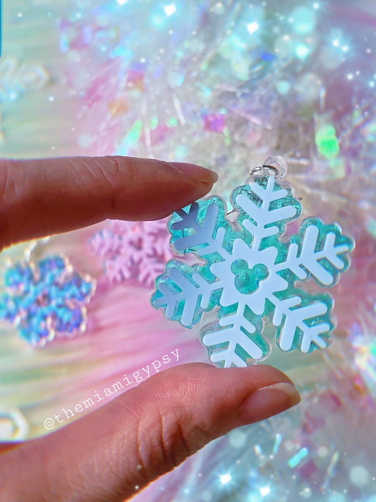 Mouse Snowflake Christmas Earrings