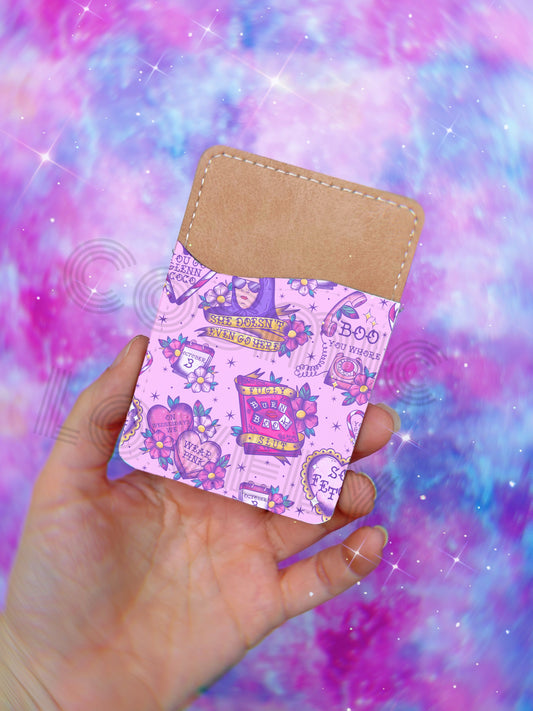 B00 Y0U WH0RE pink Phone Card Holder