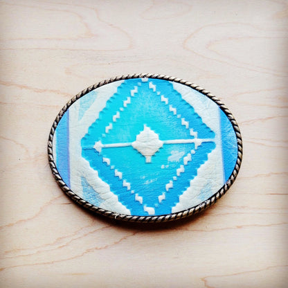 **Rope Edge Pastel Navajo Leather Belt Buckle 907h