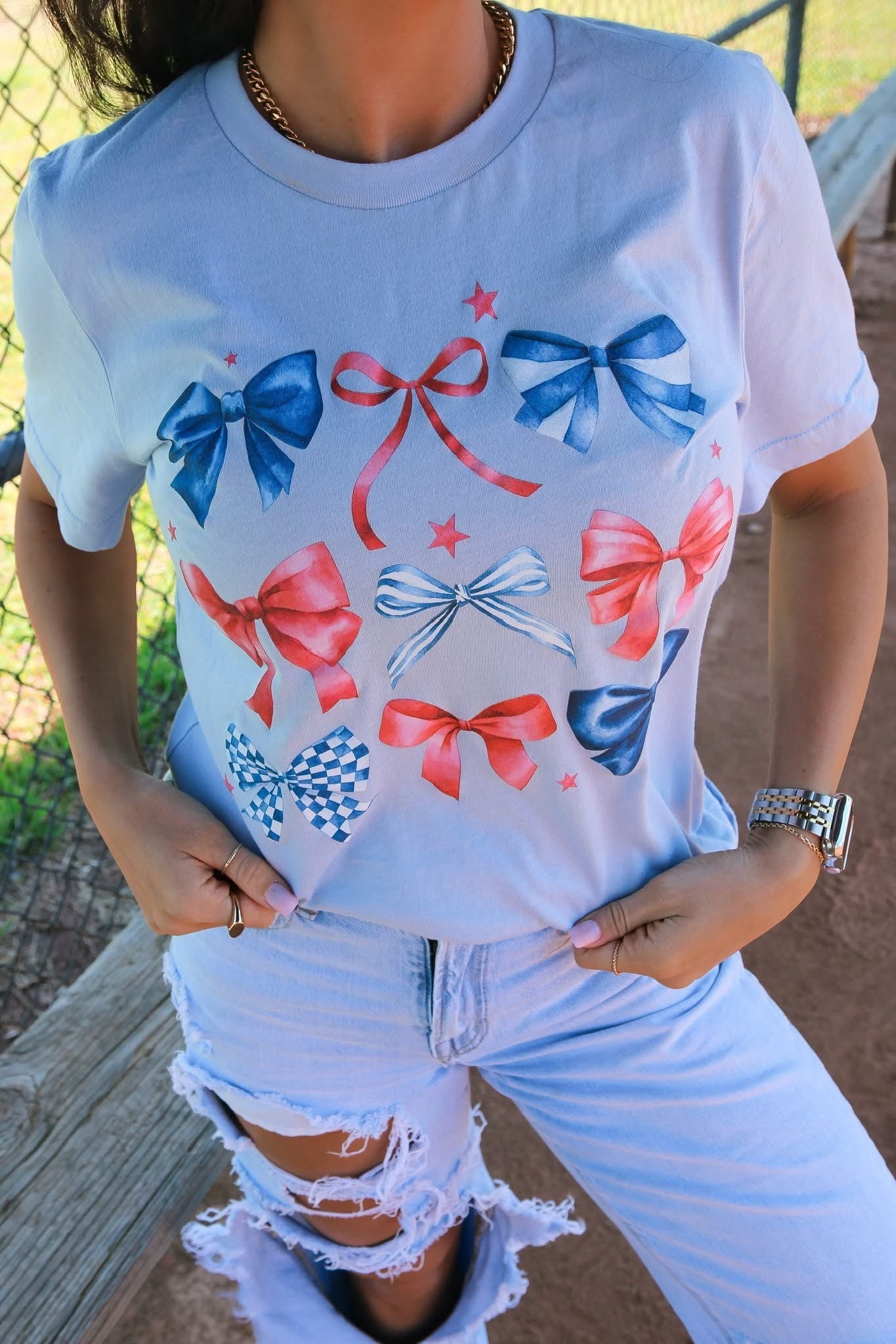 Blue and Red Bows Tee