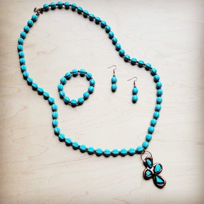 **Turquoise Blue Melon Beaded Stretch Bracelet 809g