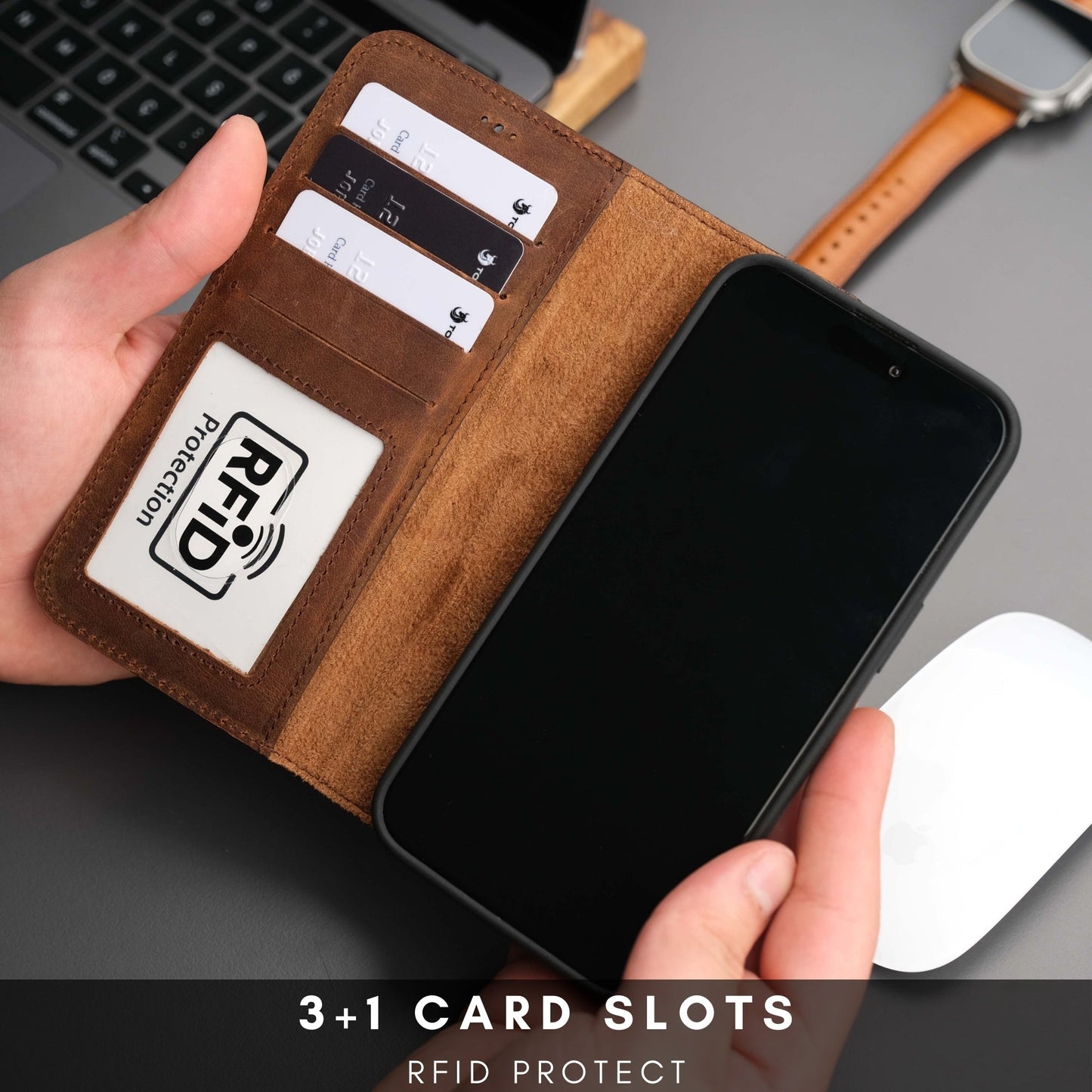 Casper Leather iPhone 15 Plus Wallet Case | Detachable MagSafe Compatible RFID Protection