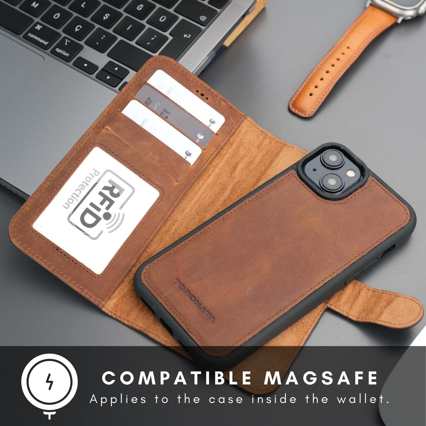 Casper iPhone 16 Wallet Case Leather MagSafe