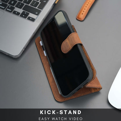 Casper Leather iPhone 15 Plus Wallet Case | Detachable MagSafe Compatible RFID Protection