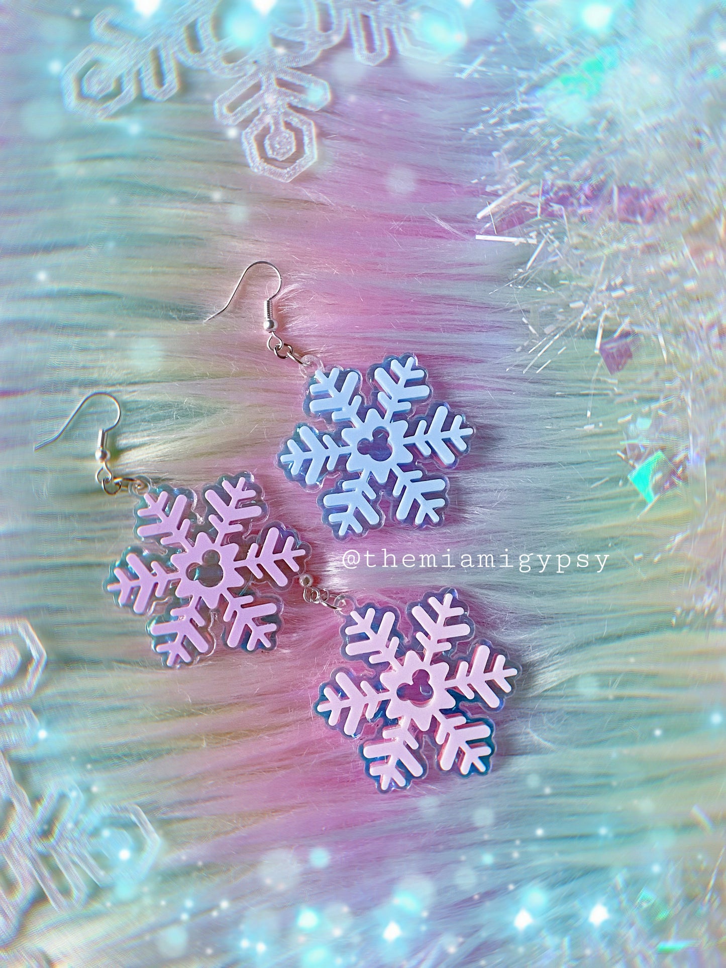 Mouse Snowflake Christmas Earrings