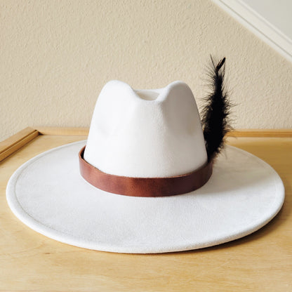 Brown Leather Hat Band w/ Feather Accents 952m
