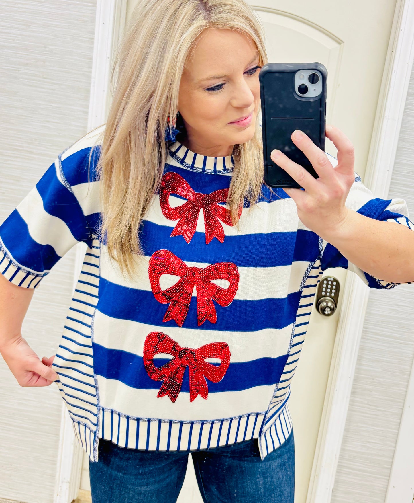 Blue Freedom Bows Top