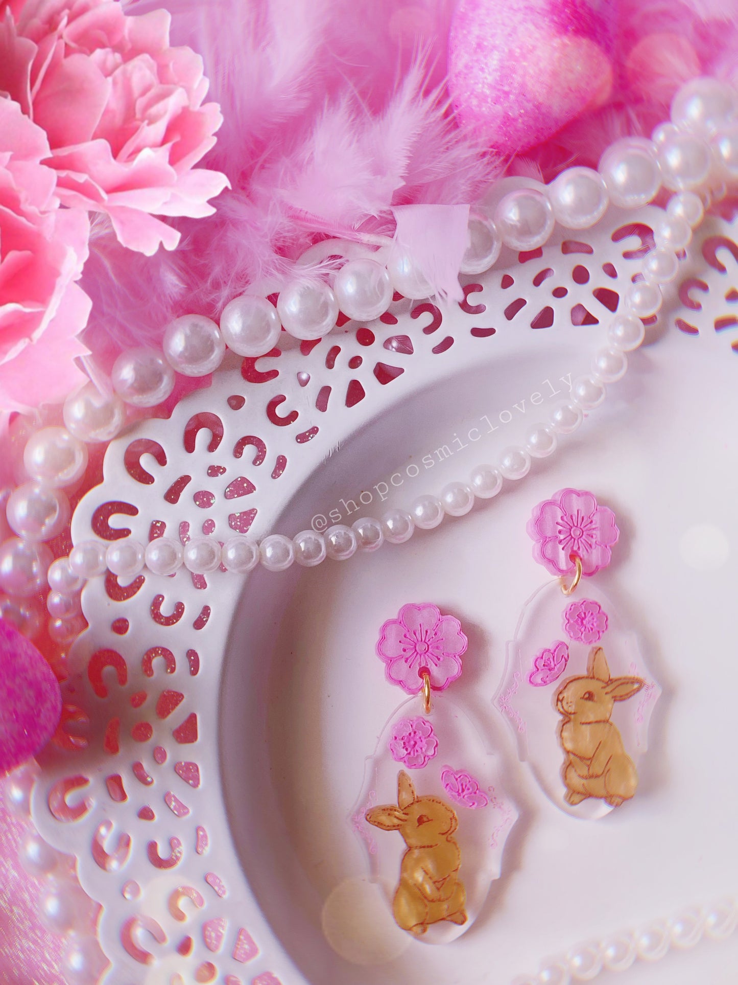 Cherry Blossom Bunny Earrings