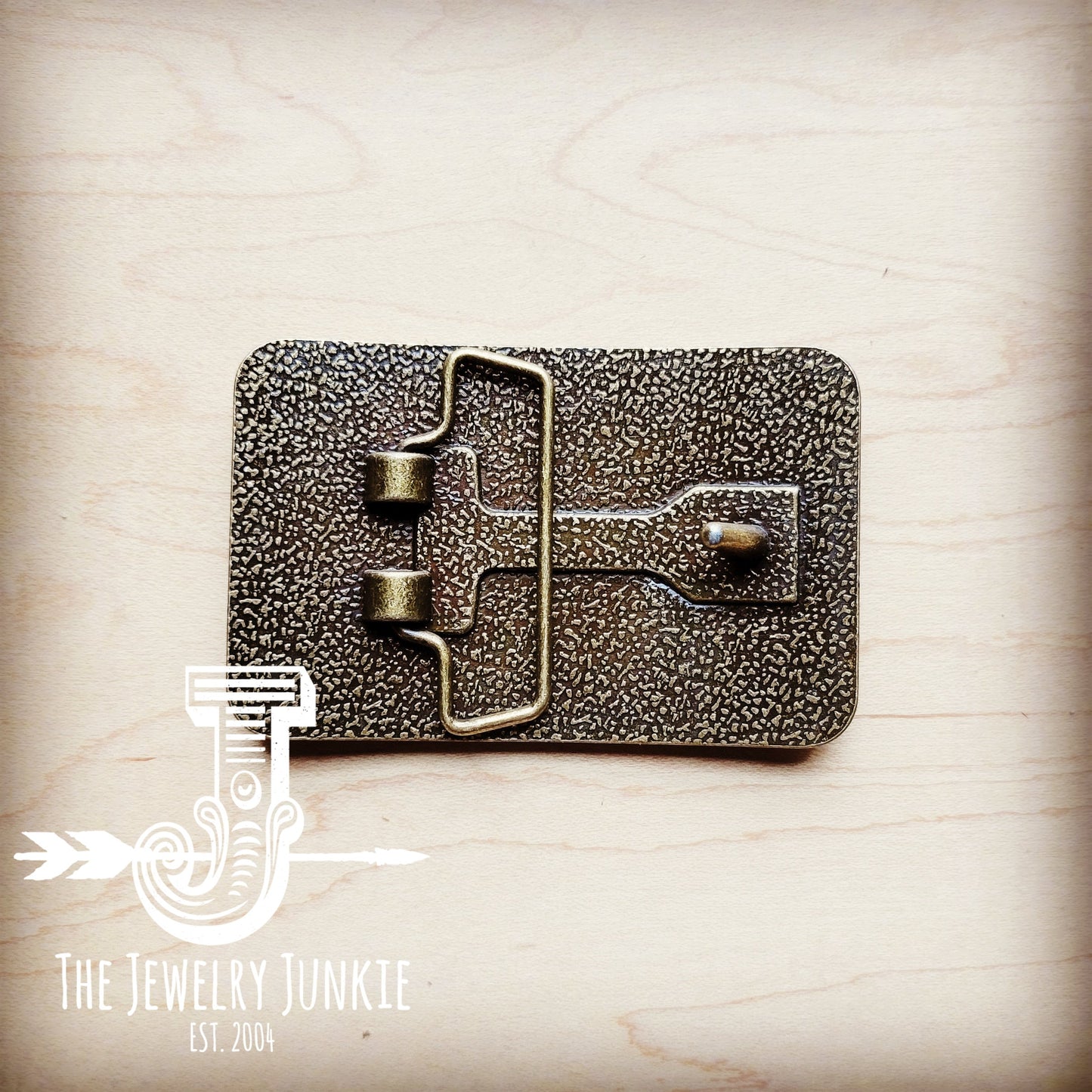 **Rectangle Leather Belt Buckle Gold Hair-on-Hide 904p