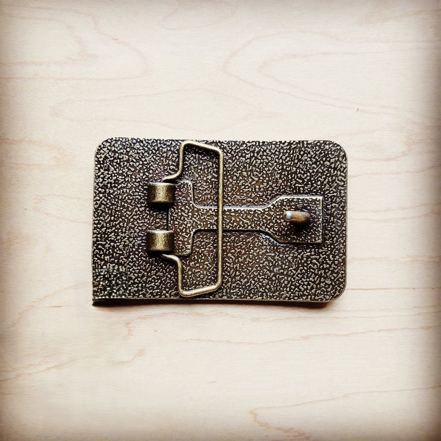 **Rectangle Leather Belt Buckle Mixed Metallic Hair-on-Hide 904q