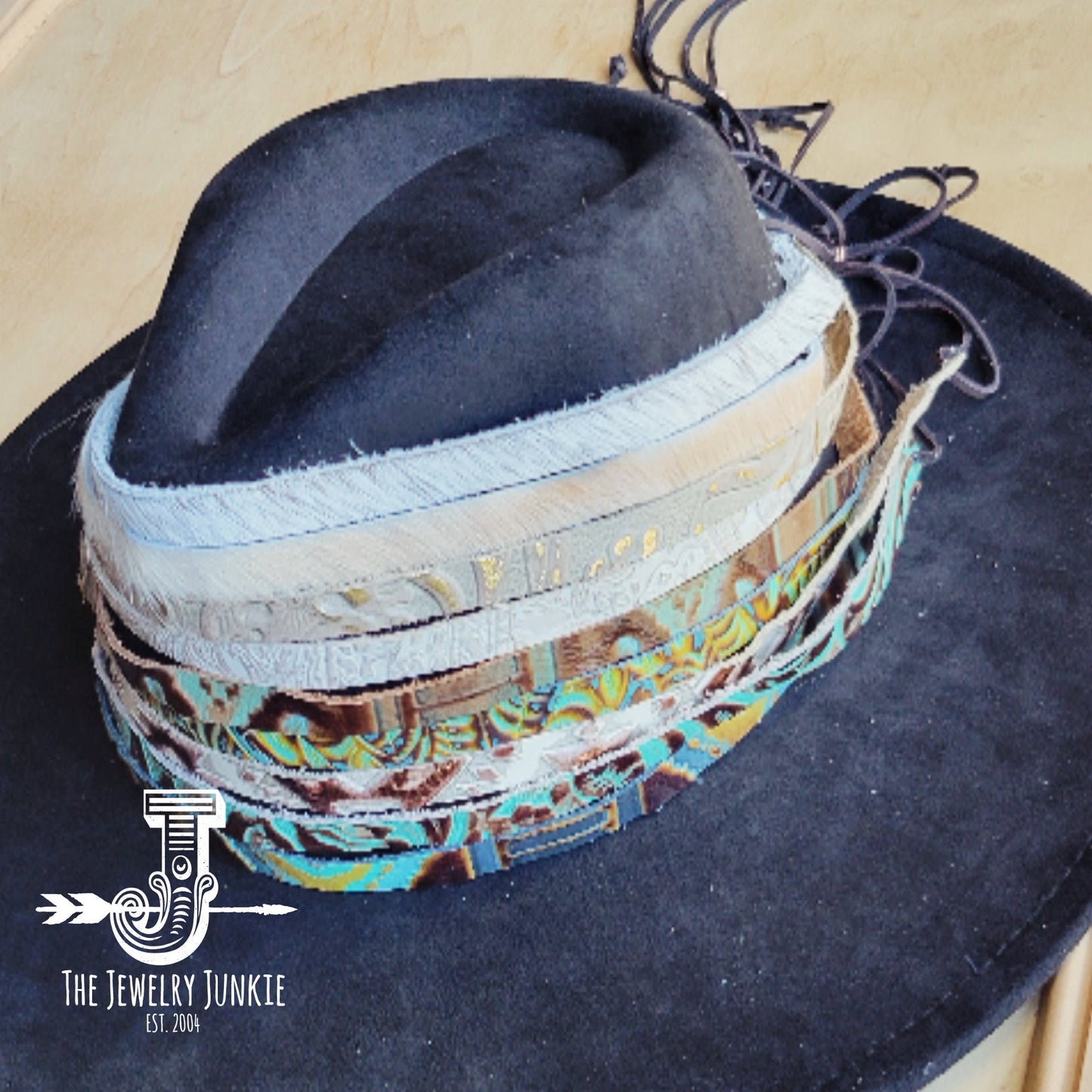 Turquoise Navajo Embossed Leather Hat Band Only 950b