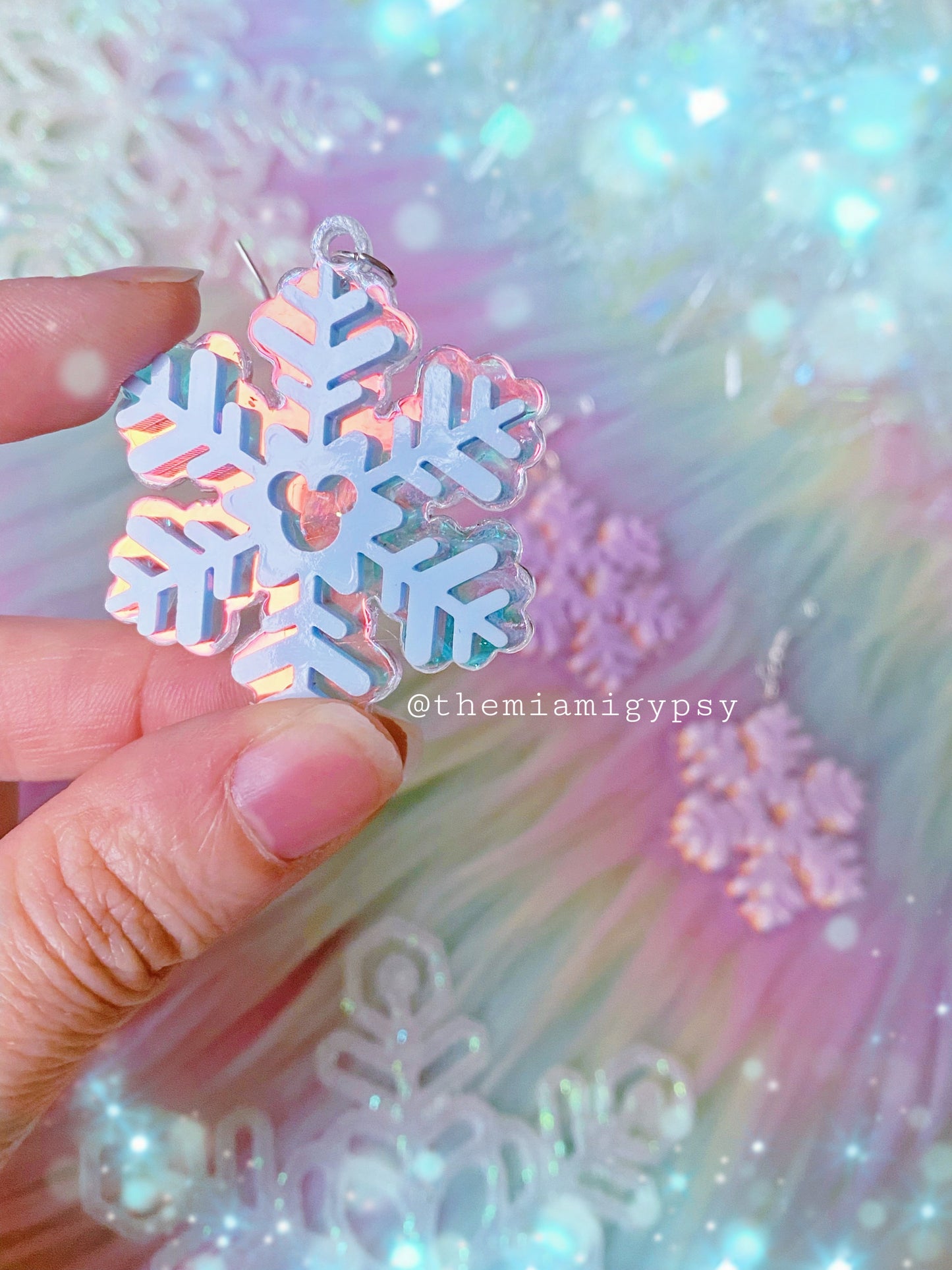 Mouse Snowflake Christmas Earrings