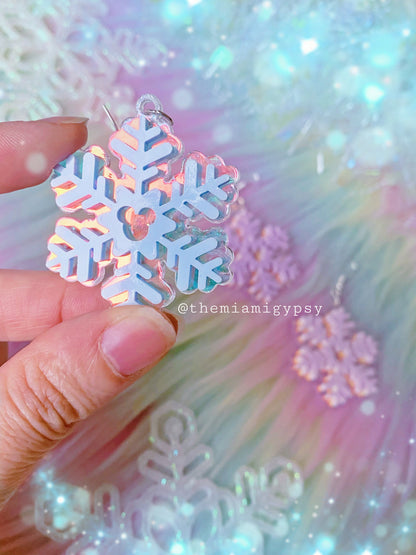 Mouse Snowflake Christmas Earrings