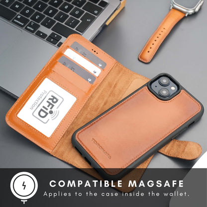 Casper Leather iPhone 15 Plus Wallet Case | Detachable MagSafe Compatible RFID Protection