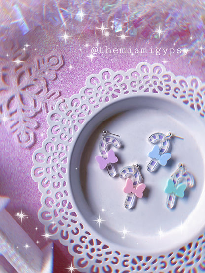 Iridescent Christmas Candy Cane Earrings