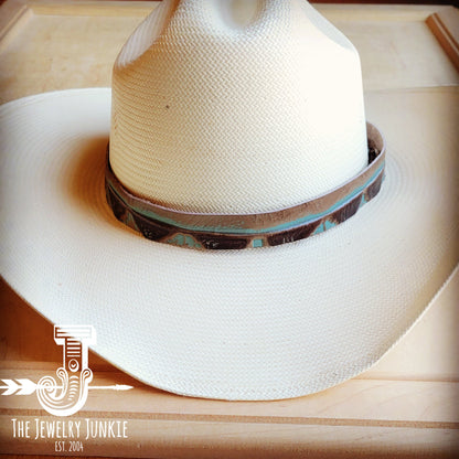 Turquoise Navajo Embossed Leather Hat Band Only 950b
