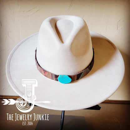Boho Western Felt Hat w/ Choice of Leather Hat Band w/ Turquoise Slab-Bone 980i