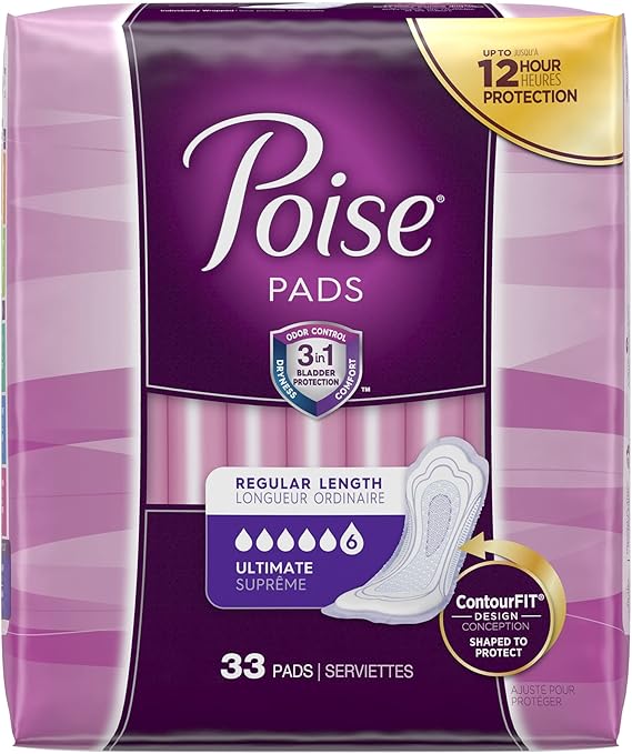 Poise Pads, Regular Length, Ultimate Absorbency 33 pads