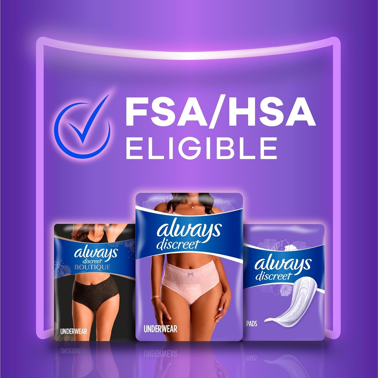 Always Discreet, Incontinence & Postpartum Underwear For Women, Maximum Protection, Small/Medium, 42 Count