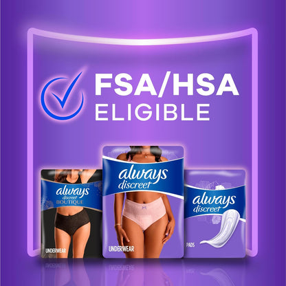 Always Discreet, Incontinence & Postpartum Underwear For Women, Maximum Protection, Small/Medium, 42 Count