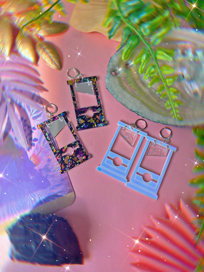 Rainbow Confetti Glitter Guillotine Earrings