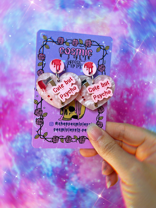 Cute But Psycho Heart Earrings