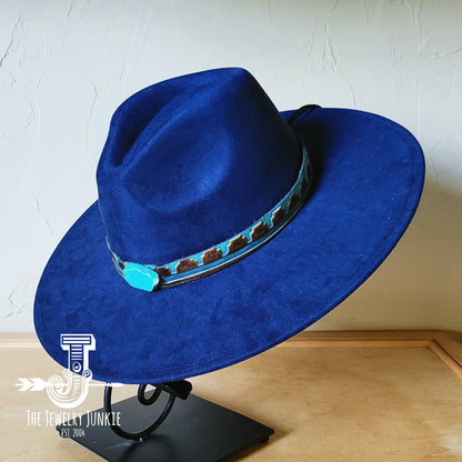 Boho Western Felt Hat w/ Choice of Hatband- Navy 990a