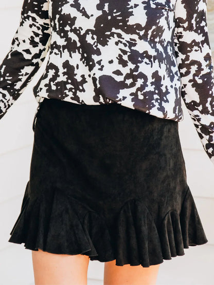 Turning On The Charm Velvet Skirt