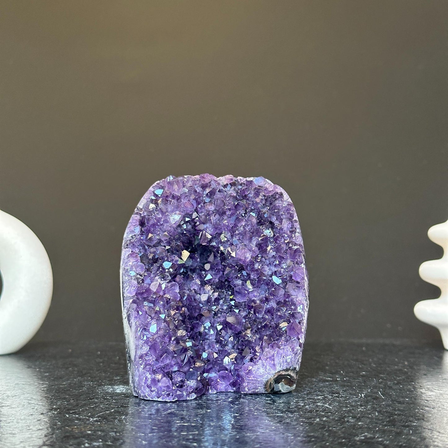 Deep Purple Amethyst cathedral geode, Unique raw crystal cluster, self stand