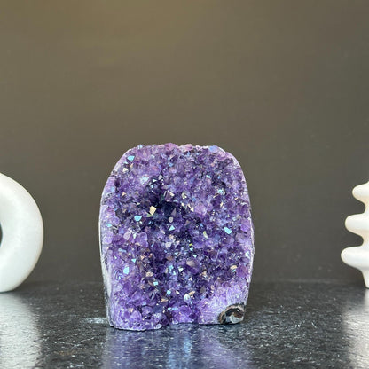 Deep Purple Amethyst cathedral geode, Unique raw crystal cluster, self stand