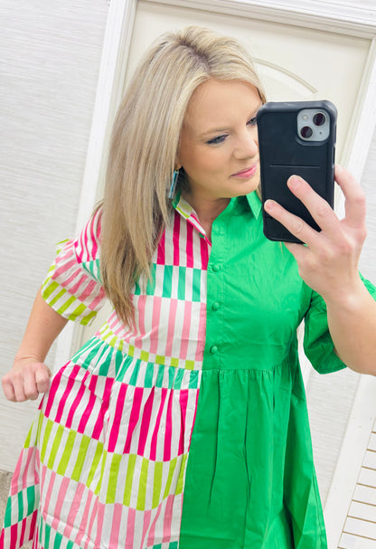 Green New to Town Dress