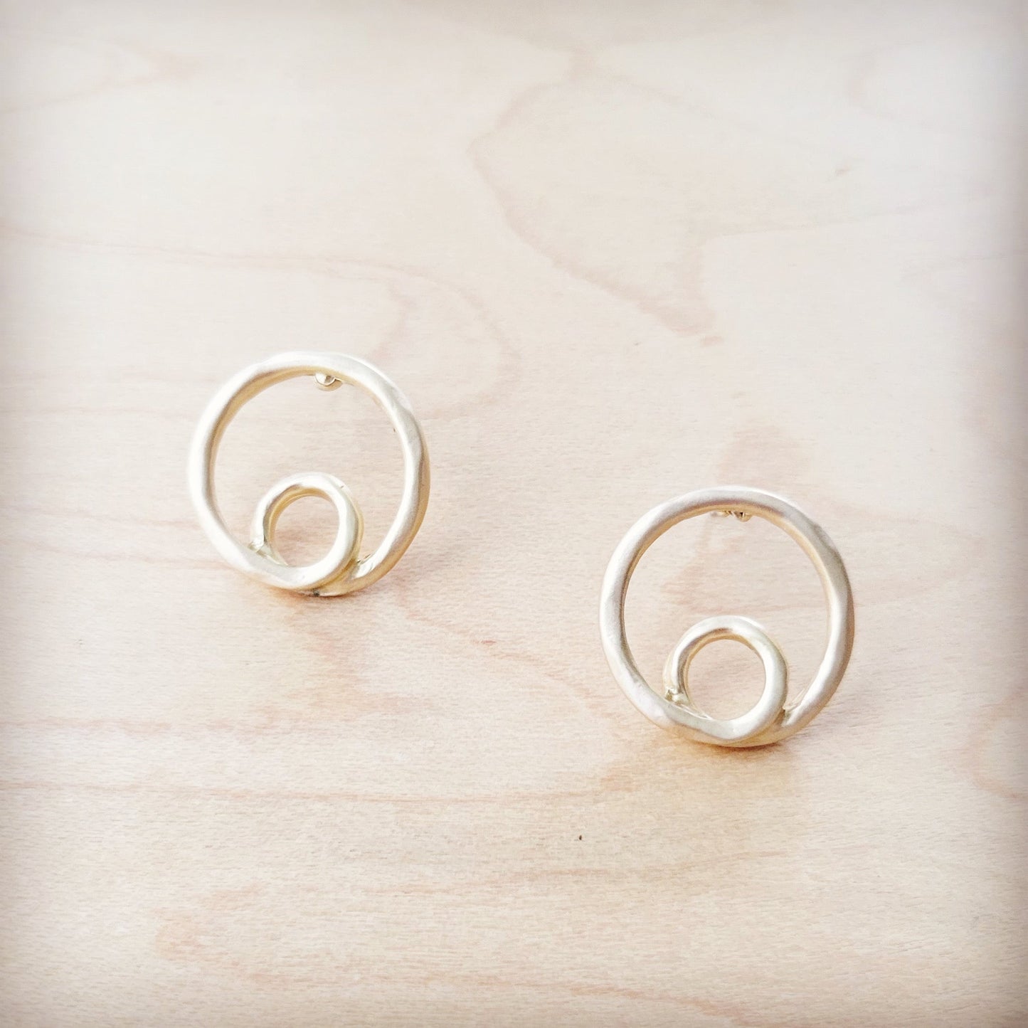 Matte Gold Double Circle Earrings 200g