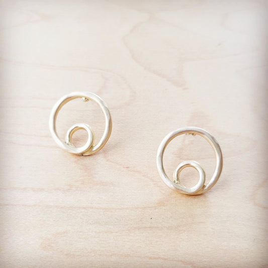 Matte Gold Double Circle Earrings 200g