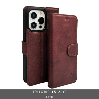 Vegas Premium Leather iPhone 15 Wallet Case with MagSafe | Detachable RFID Blocking Luxury Wallet